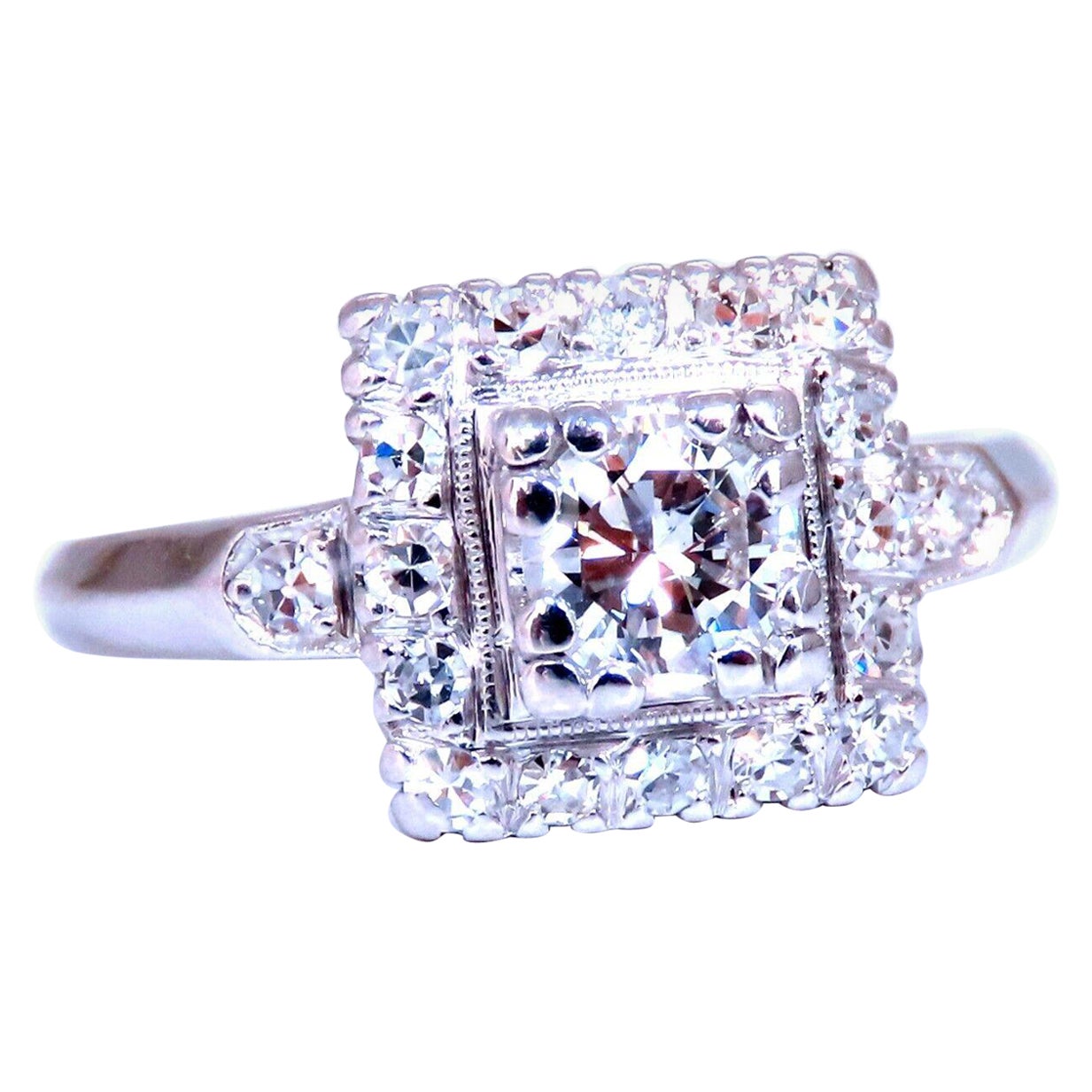 Platinum Diamond Ring .40ct Vintage For Sale