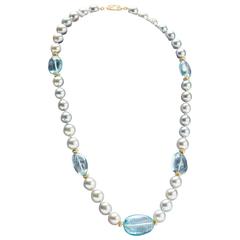 Pearl and Blue Topaz Necklace