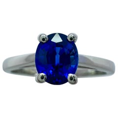 GIA Feiner Vivid Cornflower Blue Ceylon Sapphire Oval Cut Platin Solitär Ring