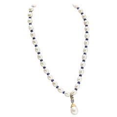 South Sea white pearl pendant and pearl sapphire necklace 