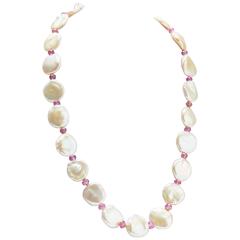 Coin Pearl with sapphire necklace 7