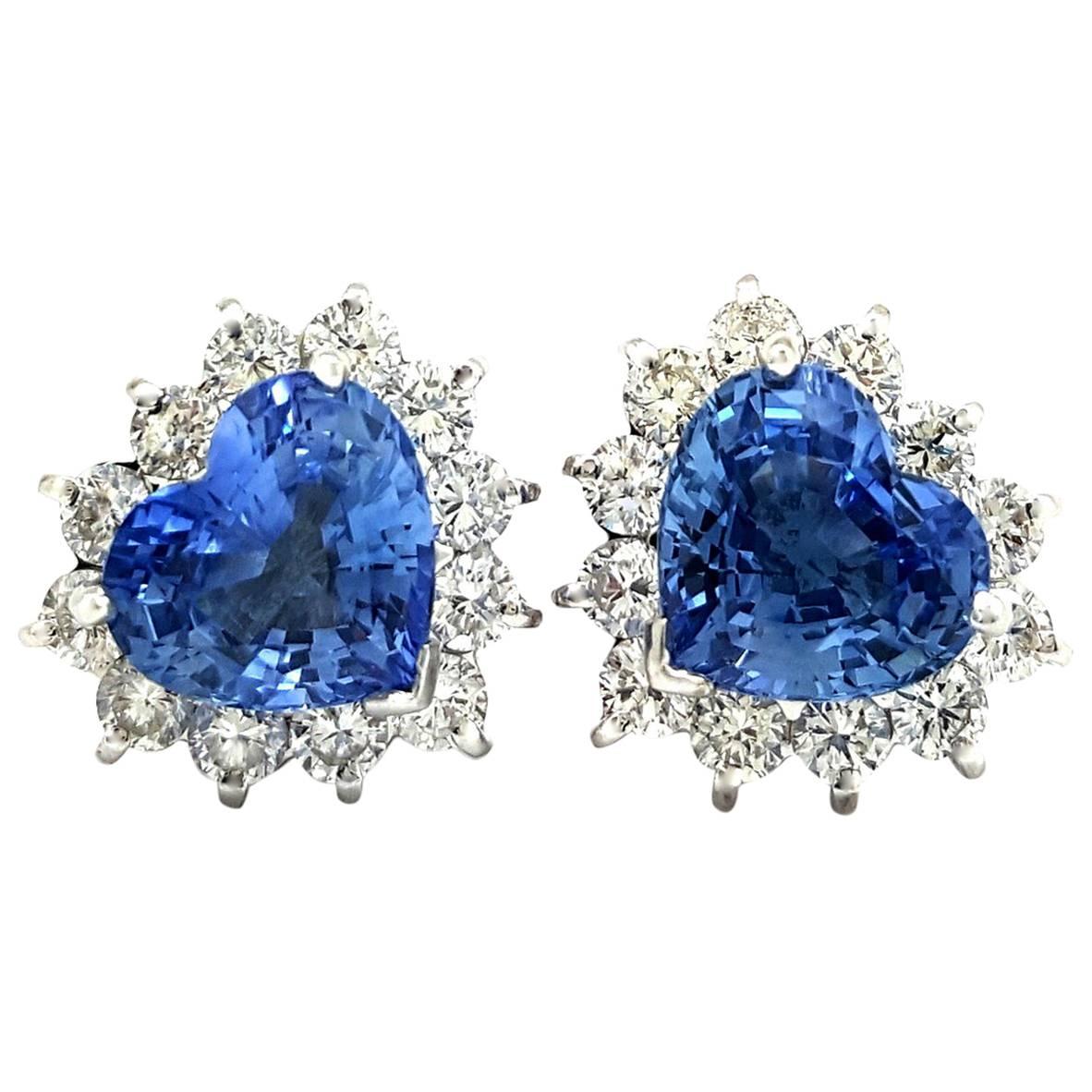 Ceylon Sapphire Diamond Earrings For Sale