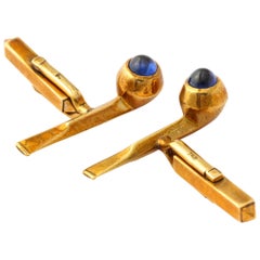Whimsical Sapphire Rose Gold Pipe Cuff Links