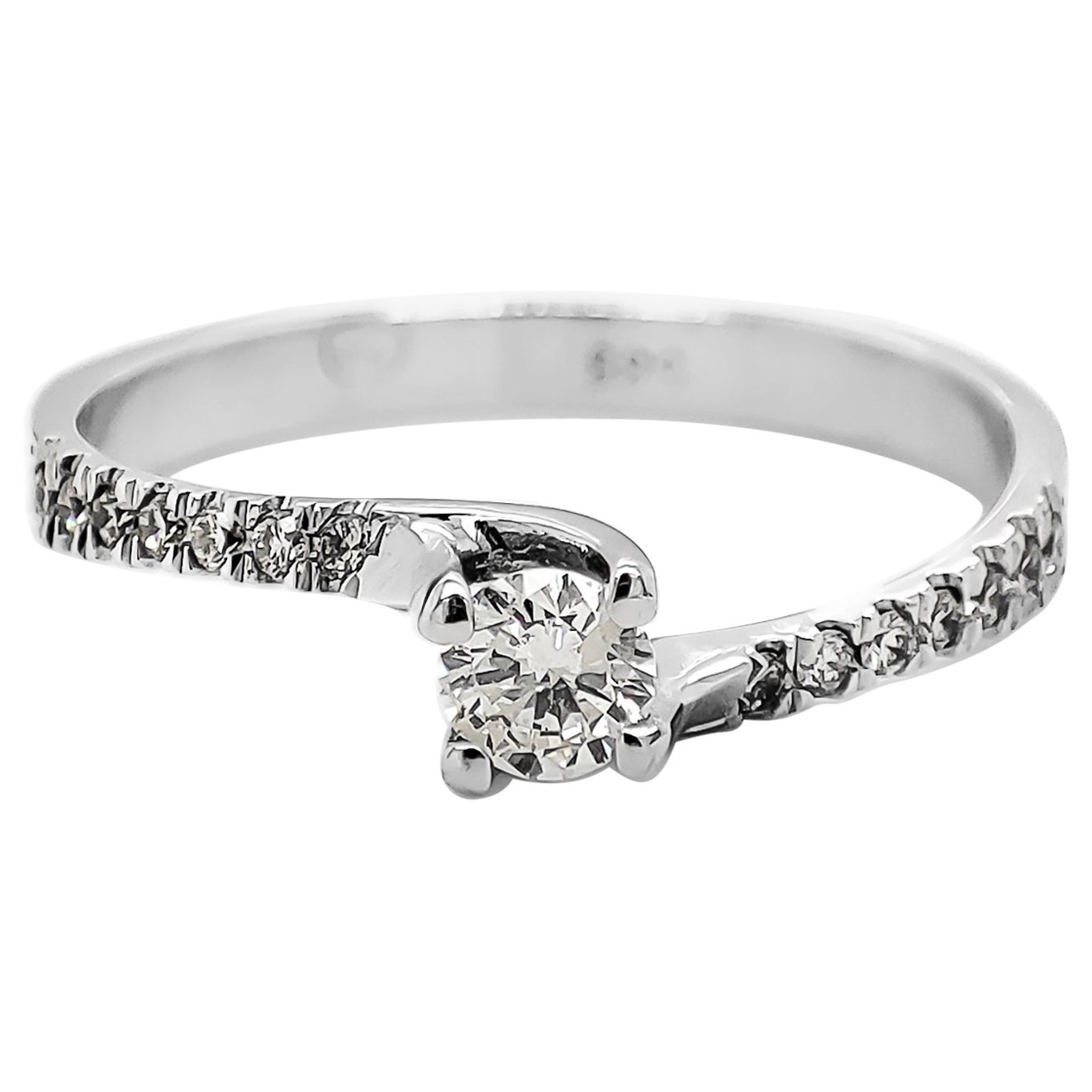 NO RESERVE 0.35CTW Engagement Diamond Ring 14K White Gold For Sale