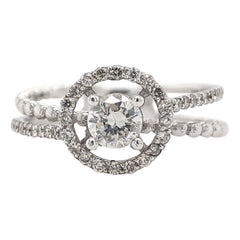 NO RESERVE 0.55CTW Round Diamond Engagement Wedding Ring 14K White Gold