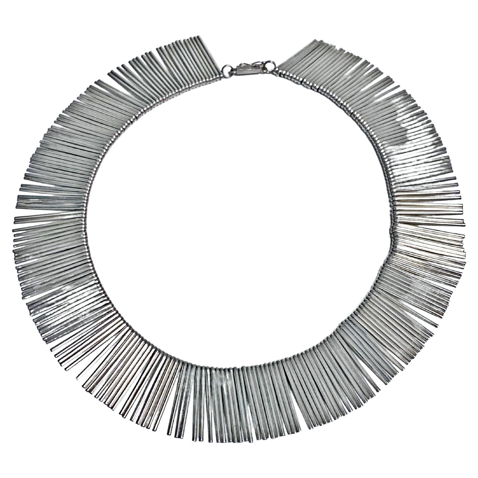1970s Anton Michelsen Denmark Scandinavian Modernist Silver Fringe Necklace. For Sale