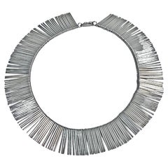 1970s Anton Michelsen Denmark Scandinavian Modernist Silver Fringe Necklace.