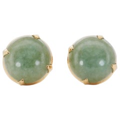 Classic Gold Earrings with Jade Center Stone