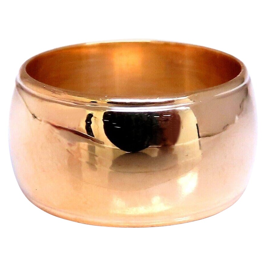 Mod Wide Solid 10.5mm Band 14kt Gold 6.75 For Sale