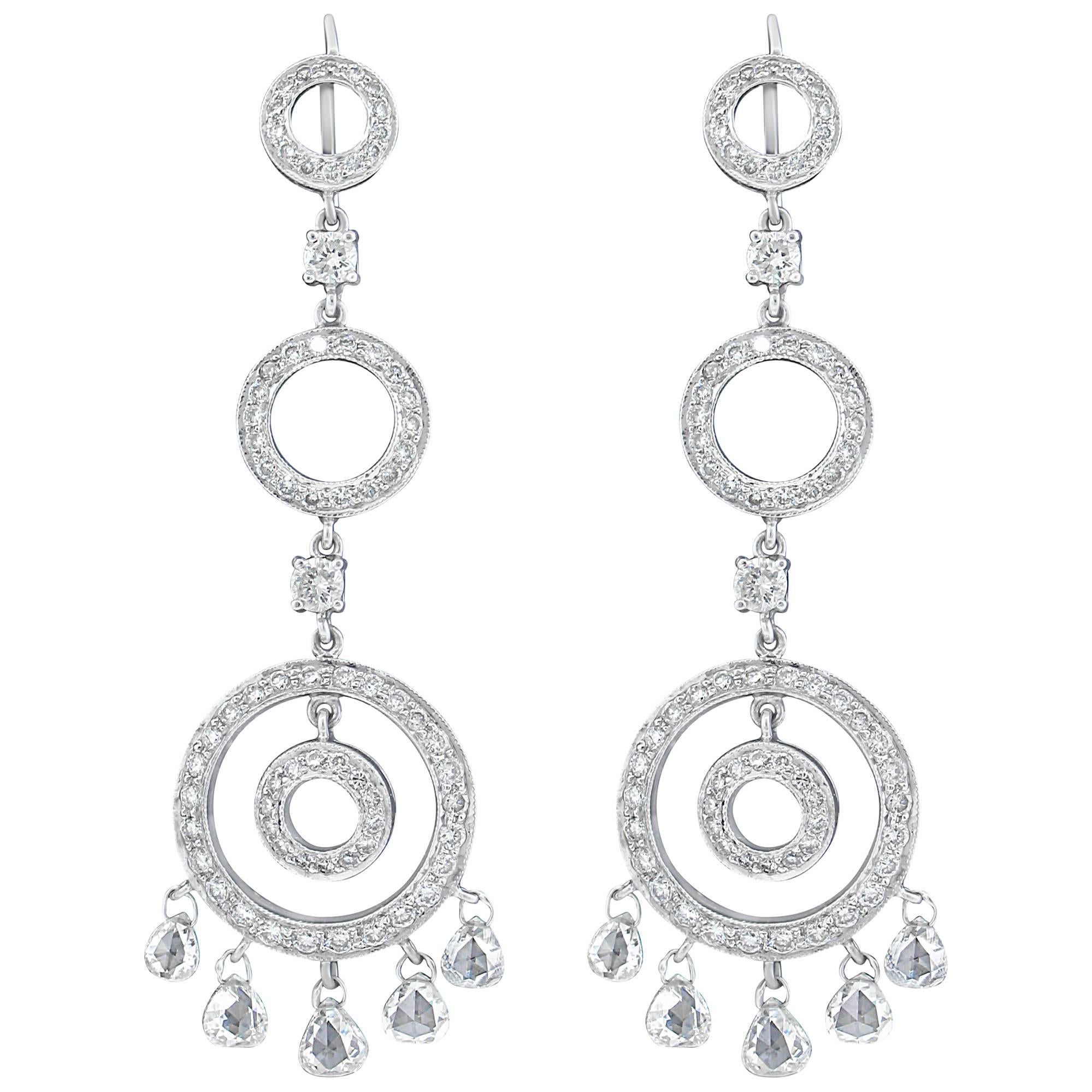 Diamond Chandelier Earrings in White Gold