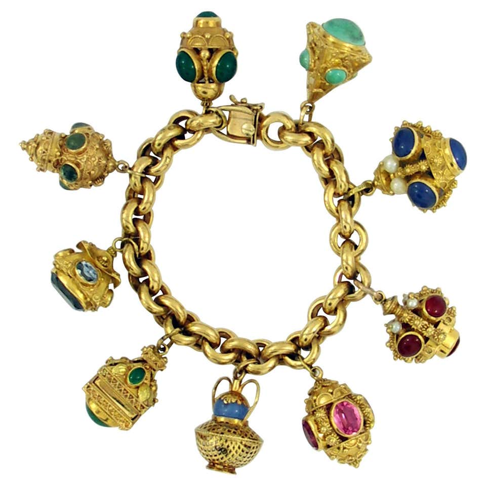 Gold Italian Etruscan Inspired Charm Bracelet For Sale at 1stDibs ...