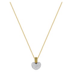18 Karat Weiß- und Gelbgold Puff-Herz-Halskette mit gelben und weißen Diamanten