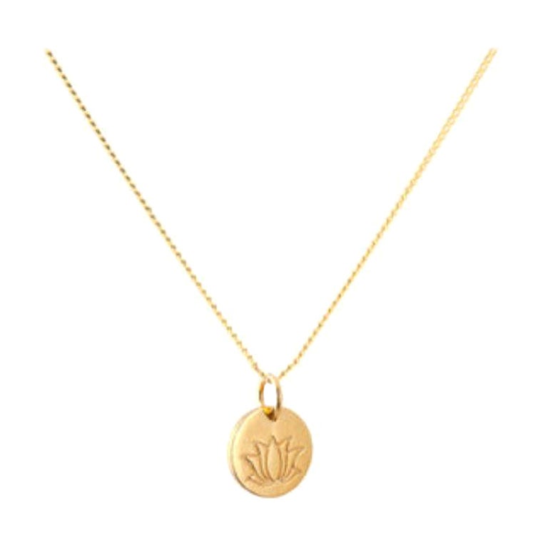 18K Gold Lotus Amulet Pendant Necklace by Elizabeth Raine For Sale
