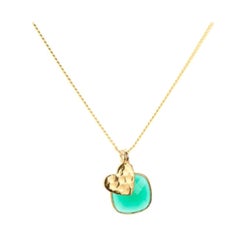 18 Karat Gold Herz Amulet + Grüner Onyx Herz Chakra Anhänger Halskette