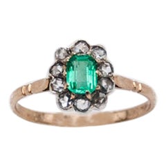 Antique Gold Ring 0.45ct Clear Emerald and Diamonds, Austria-Hungary, 1890s.