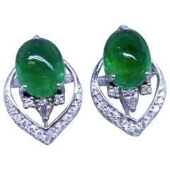 AIG Certified 8.86 Carats Zambian Emeralds Diamonds 18K Gold Earrings 