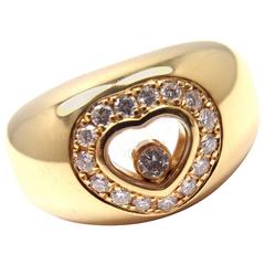 Vintage Chopard Happy Diamond Heart Yellow Gold Band Ring