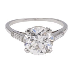 Art Deco GIA 2.95 Carat Old European Cut Diamond Platinum Ring