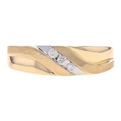 Used Yellow Gold Diamond Men's Wedding Band - 10k Round .15ctw Three-Stone Ring