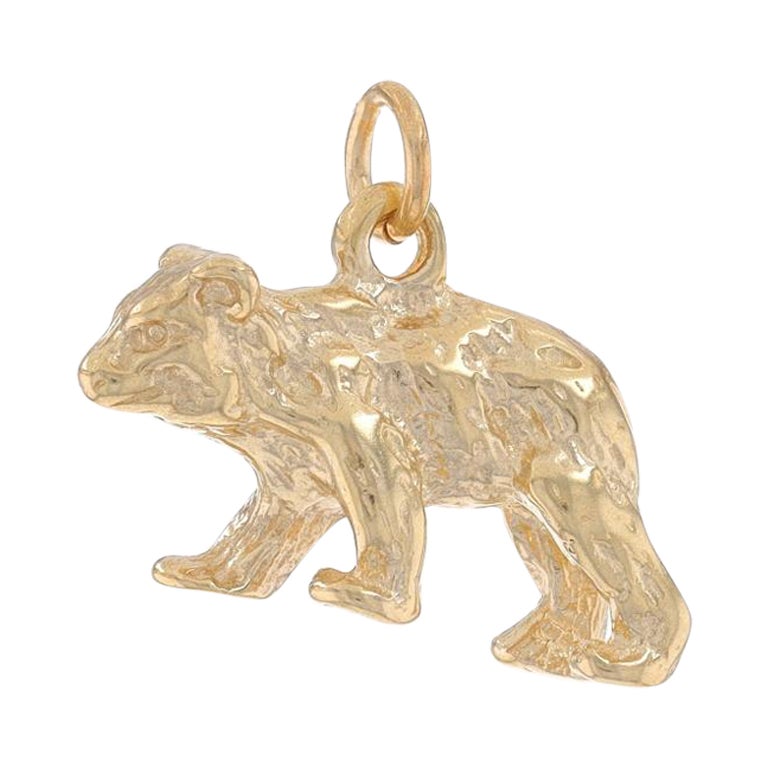 Yellow Gold Walking Bear Charm - 14k Wildlife Pendant For Sale