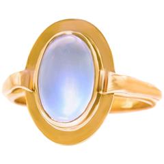 Vintage Modernist Moonstone Gold Ring