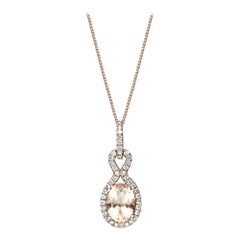 Gin and Grace 10K Rose Gold Genuine Morganite Pendant with Diamonds for women 