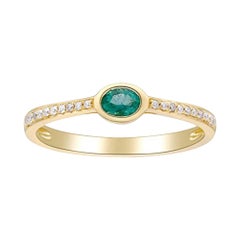 Gin & Grace 10K Yellow Gold Natural Zambian Emerald Ring with Diamonds for women