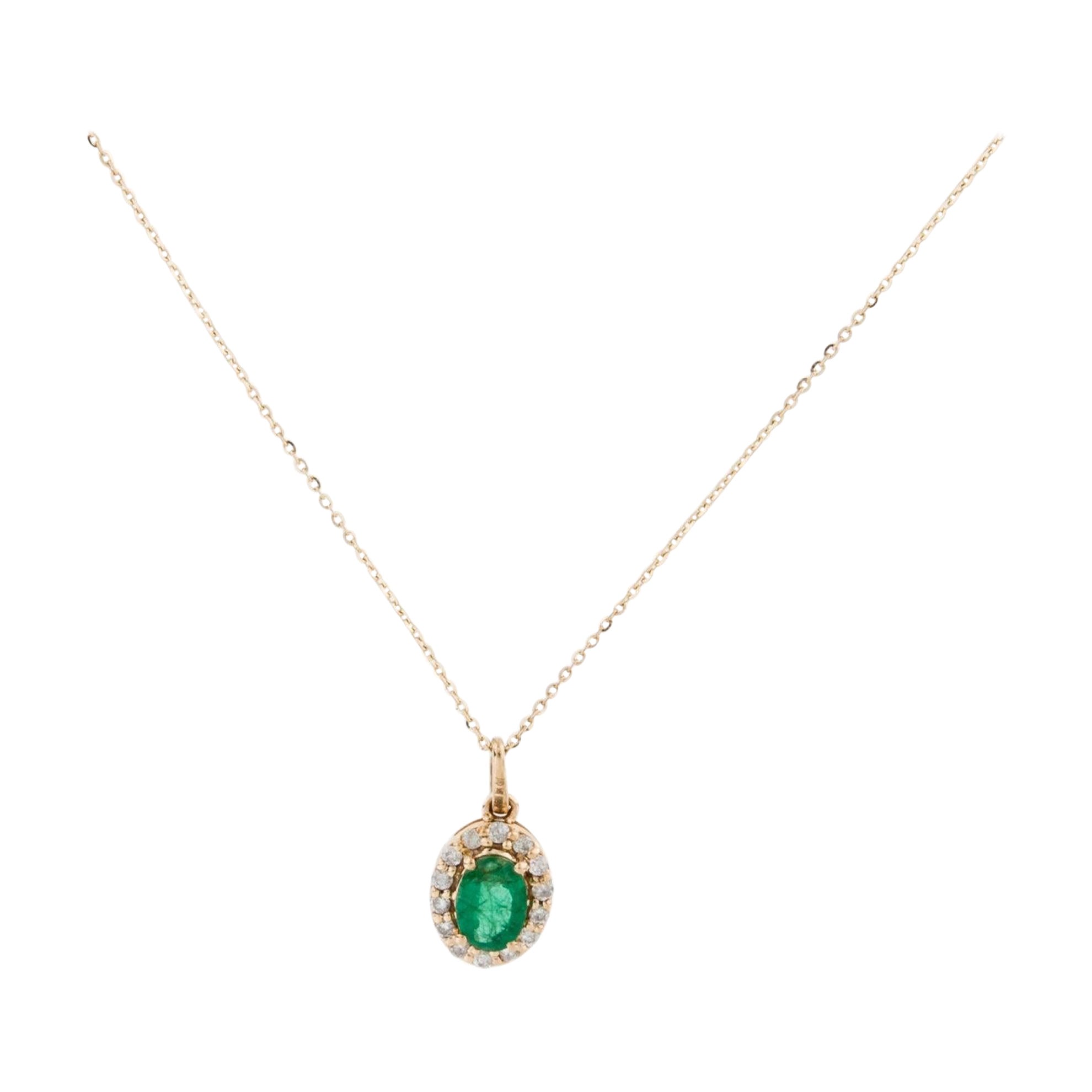 14K Emerald & Diamond Pendant Necklace: Exquisite Luxury Statement Jewelry Piece For Sale