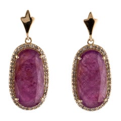 14K Ruby & Diamond Drop Earrings - 10.14ctw, Elegant & Timeless Gemstone Jewelry
