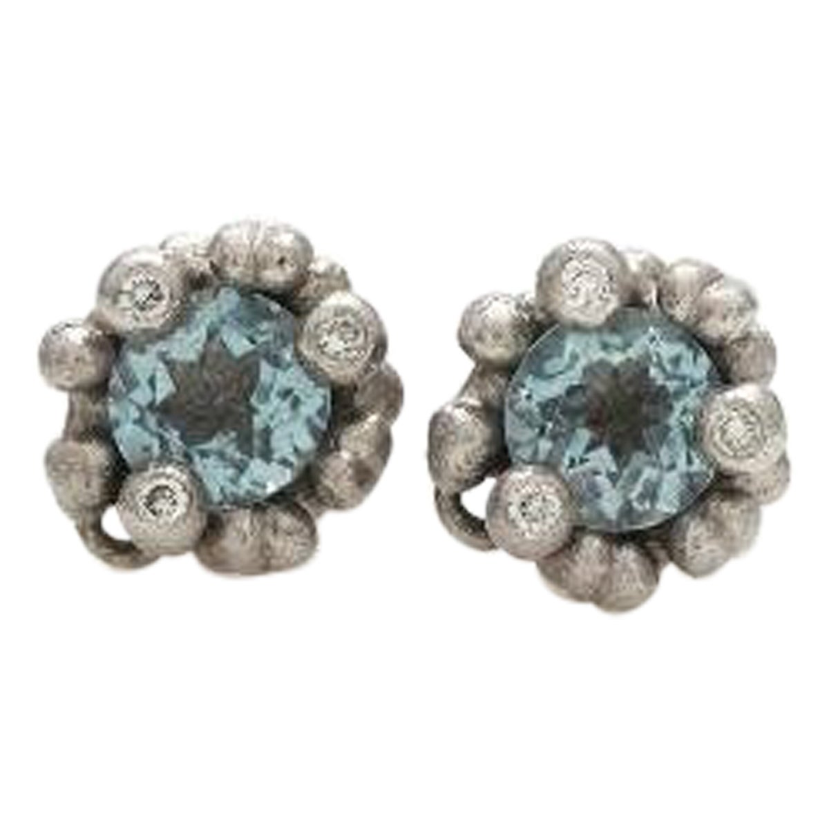 Designer earrings with aquamarines and diamonds, Ole Lynggaard, Denmark For Sale