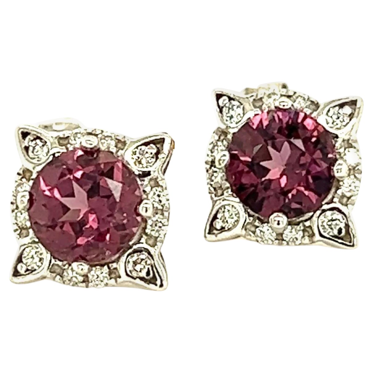 Natural Spinel Diamond Earrings 14k Y Gold 2.04 TCW Certified  For Sale