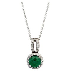 Natural Emerald Diamond Pendant Necklace 18" 14k WG 1.84 TCW Certified 