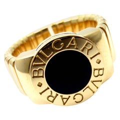 Vintage Bulgari Tubogas Black Onyx Yellow Gold Band Ring
