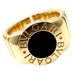 Bulgari Tubogas Black Onyx Yellow Gold Band Ring 4