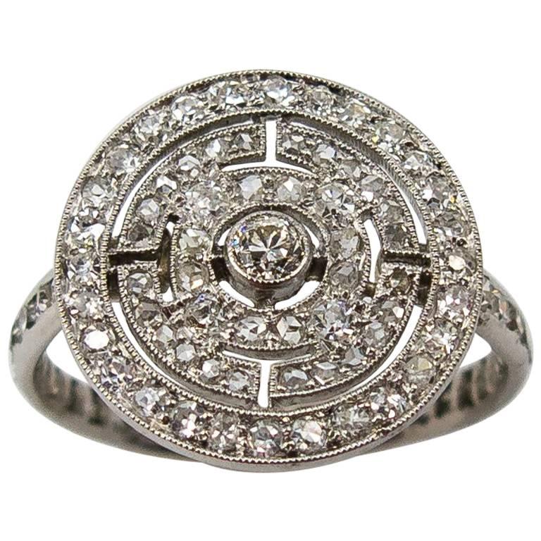 Art Deco Diamond Mandala Motif Ring