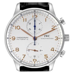 IWC Portuguese Chronograph Silver Dial Steel Mens Watch IW371401 Box Card