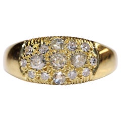 Vintage Circa 1980er Jahre 18k Gold Natürlicher Altschliff Diamant Dekorierter Ring