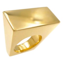 Vintage Rare Tiffany & Co. Rectangle Made In Italy 18k Yellow Gold Bold Statement Ring