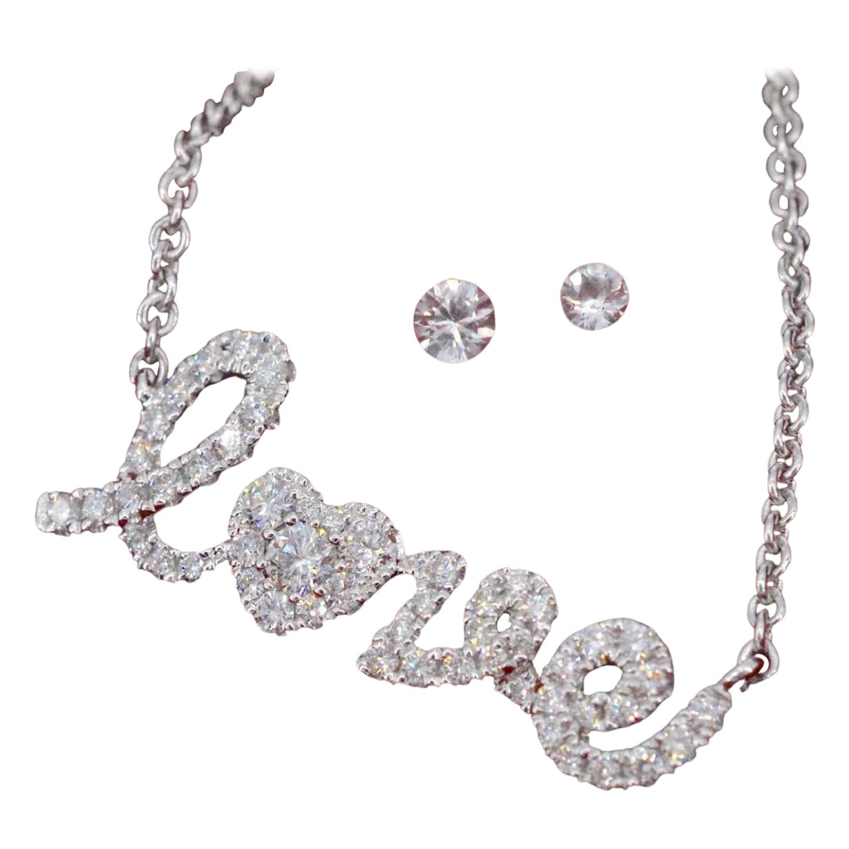 Collana "Love" in oro bianco con diamanti