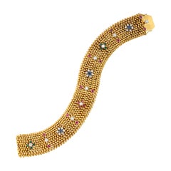 Retro Bvlgari Multi Gem Gold Bracelet