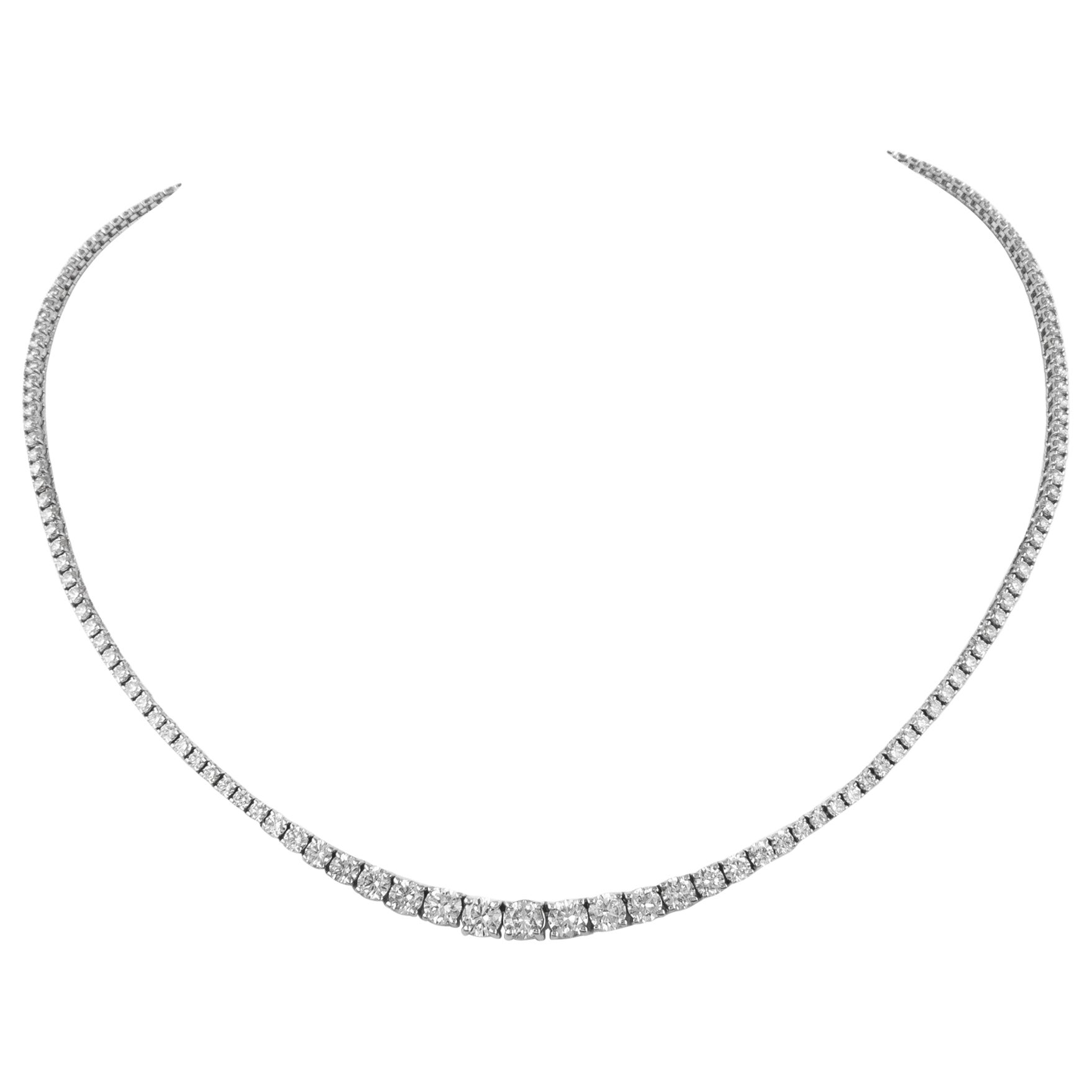 Alexander 7.55 Carat Diamond Tennis Riviera Necklace 18k White Gold For Sale