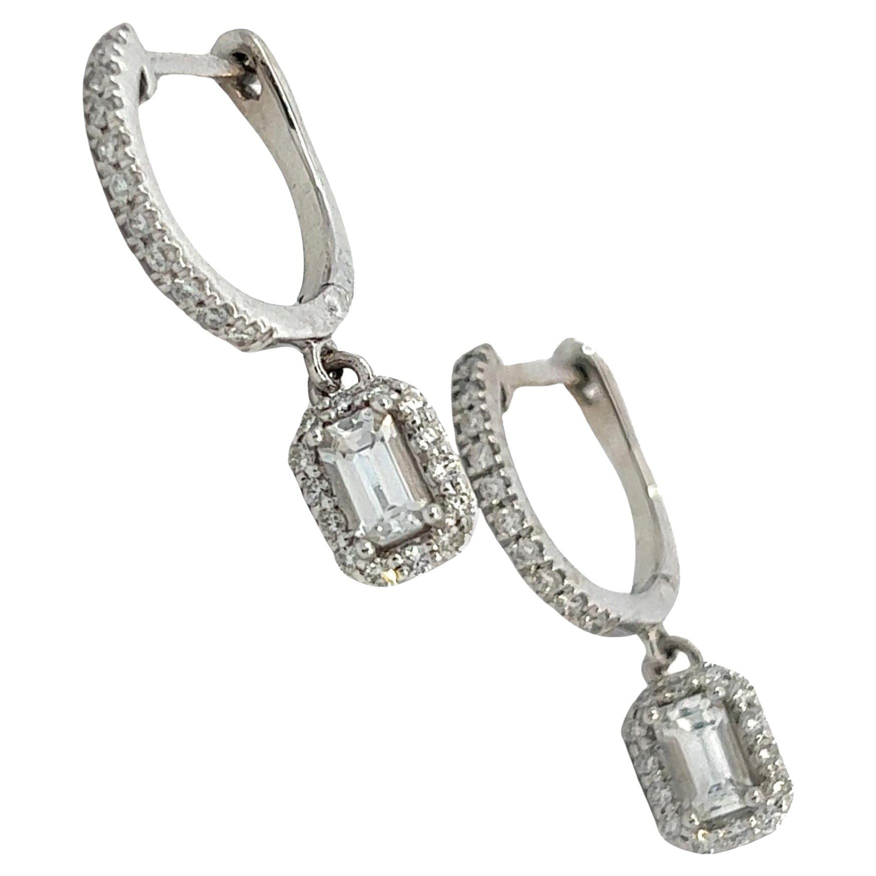 Pendientes Colgantes Zafiro Natural Diamante 14k WG 1.16 TCW Certificado