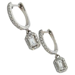 Ohrhänger mit natürlichem Saphir und Diamant 14k WG 1,16 TCW zertifiziert