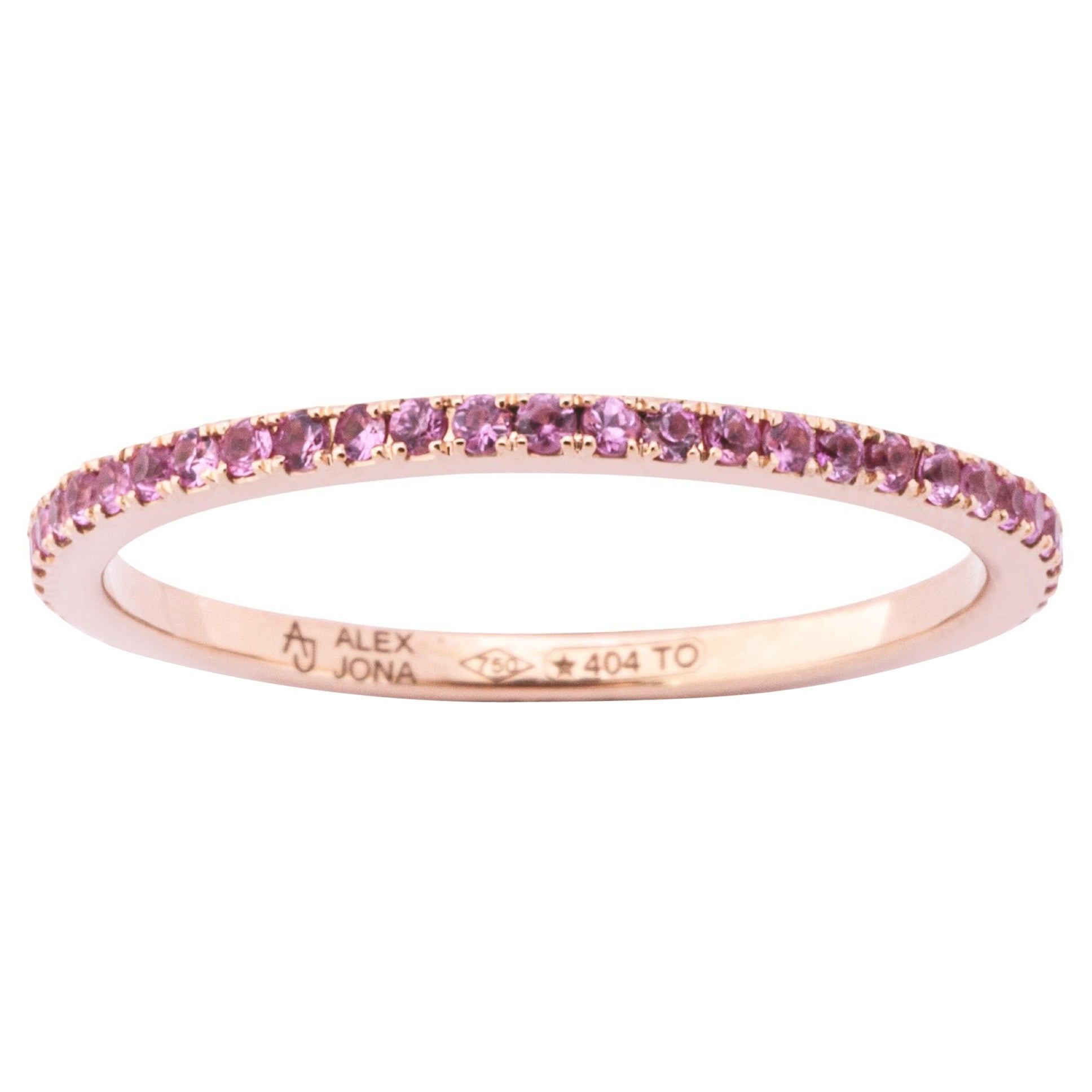 Alex Jona Pink Sapphire 18 Karat Rose Gold Eternity Band Ring For Sale