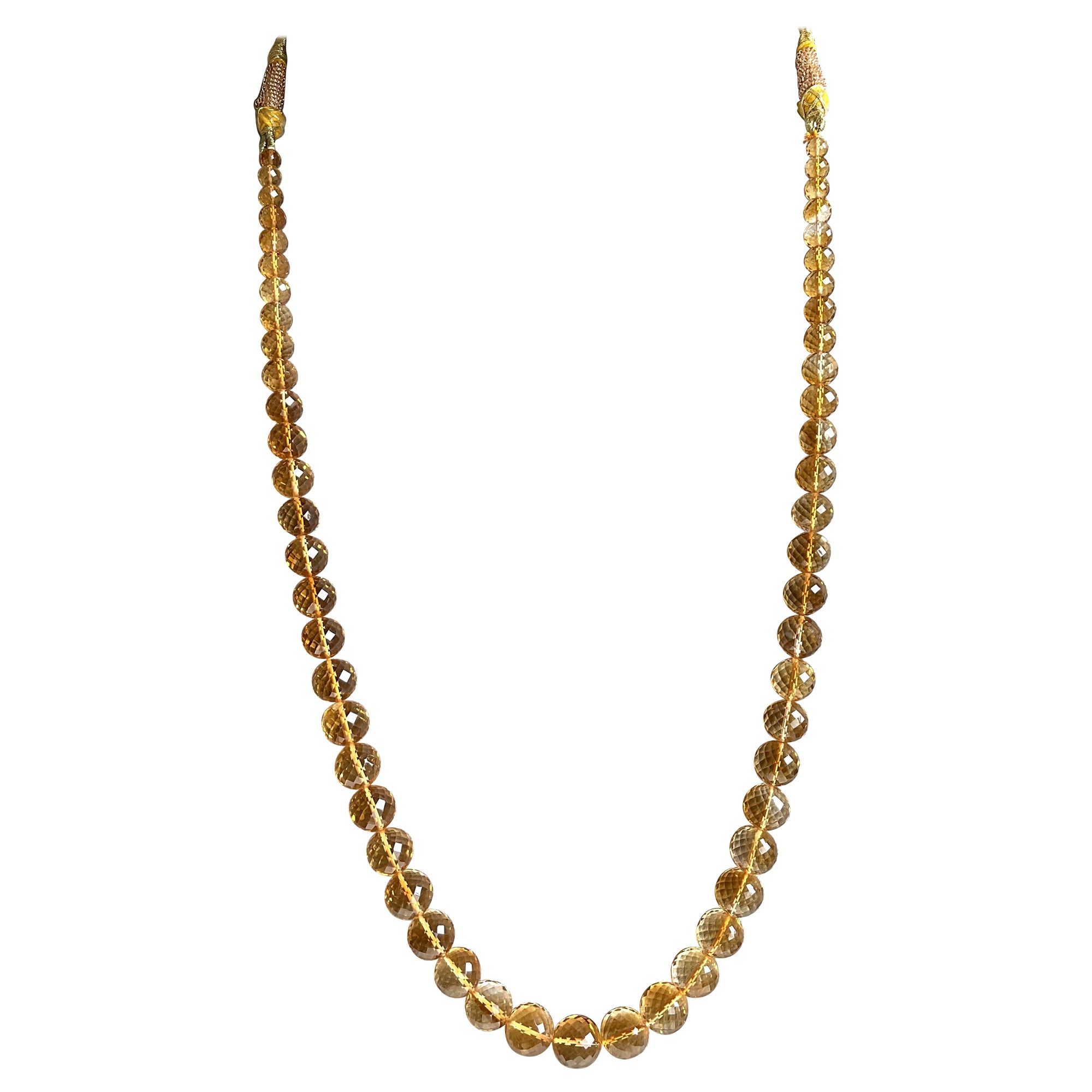 230.90 Carats Citrine Beaded Faceted Balls Fine Jewelry Necklace Natural Gem