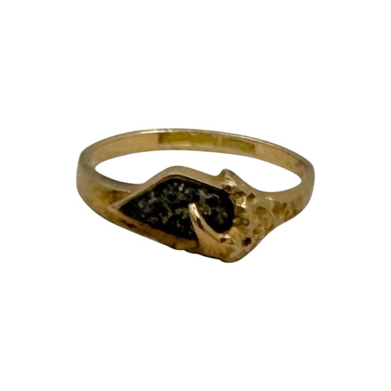 Lapponia Calcite Ring 14 Karat Gold Finland Mid-Century Scandinavian Brutalist