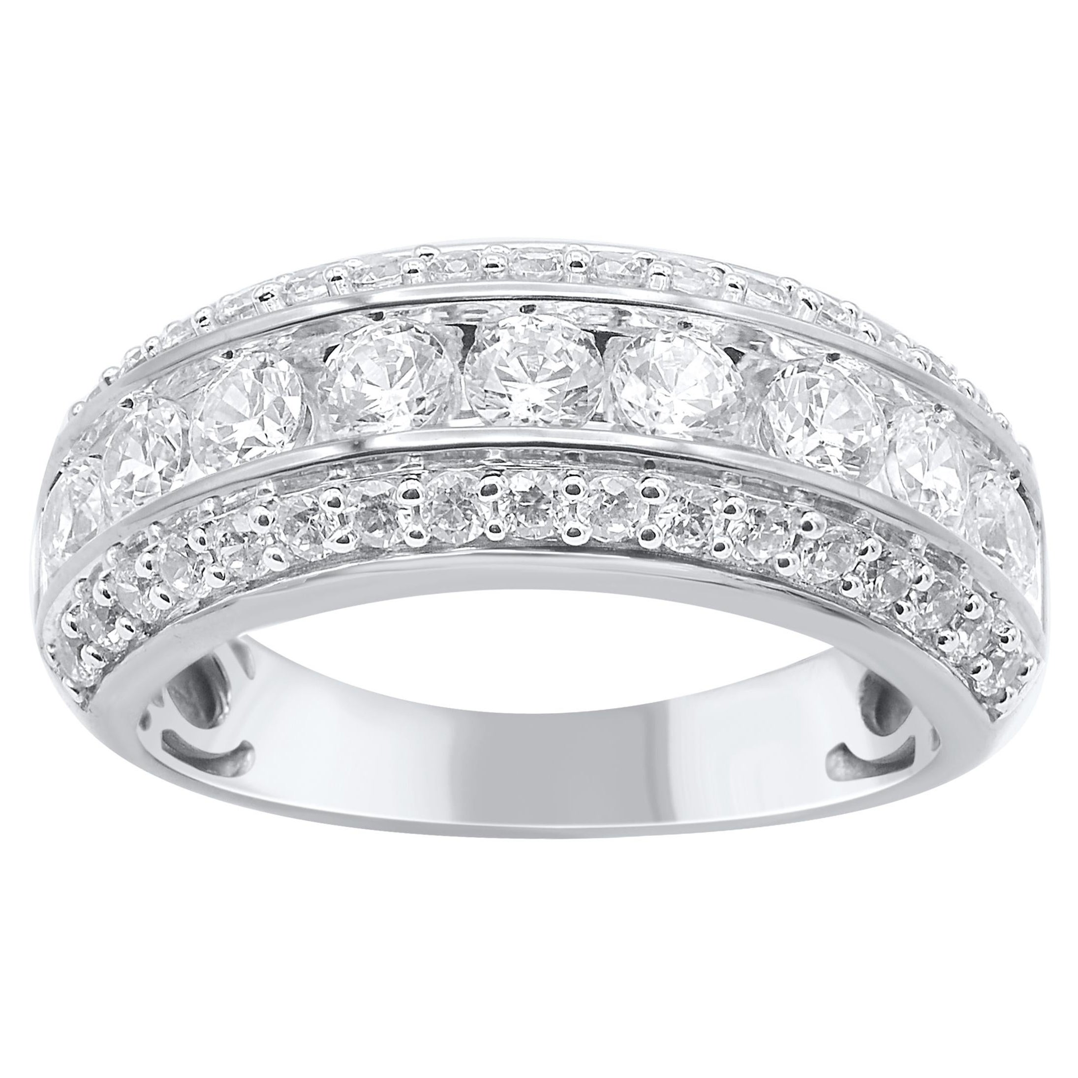 TJD 1.50 Carat Brilliant cut Diamond 14 Karat White Gold Wedding Band Ring