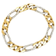 Cartier Vintage Figaro Bracelet 18K Yellow Gold Diamond Links 