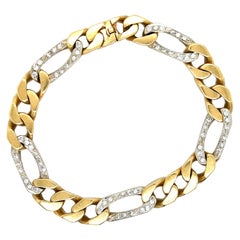 Cartier Vintage Figaro-Armband 18K Gelbgold Diamant-Gliederketten 