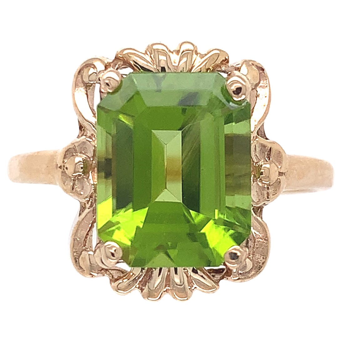 10K Gelbgold 3,73 Karat Peridot-Ring